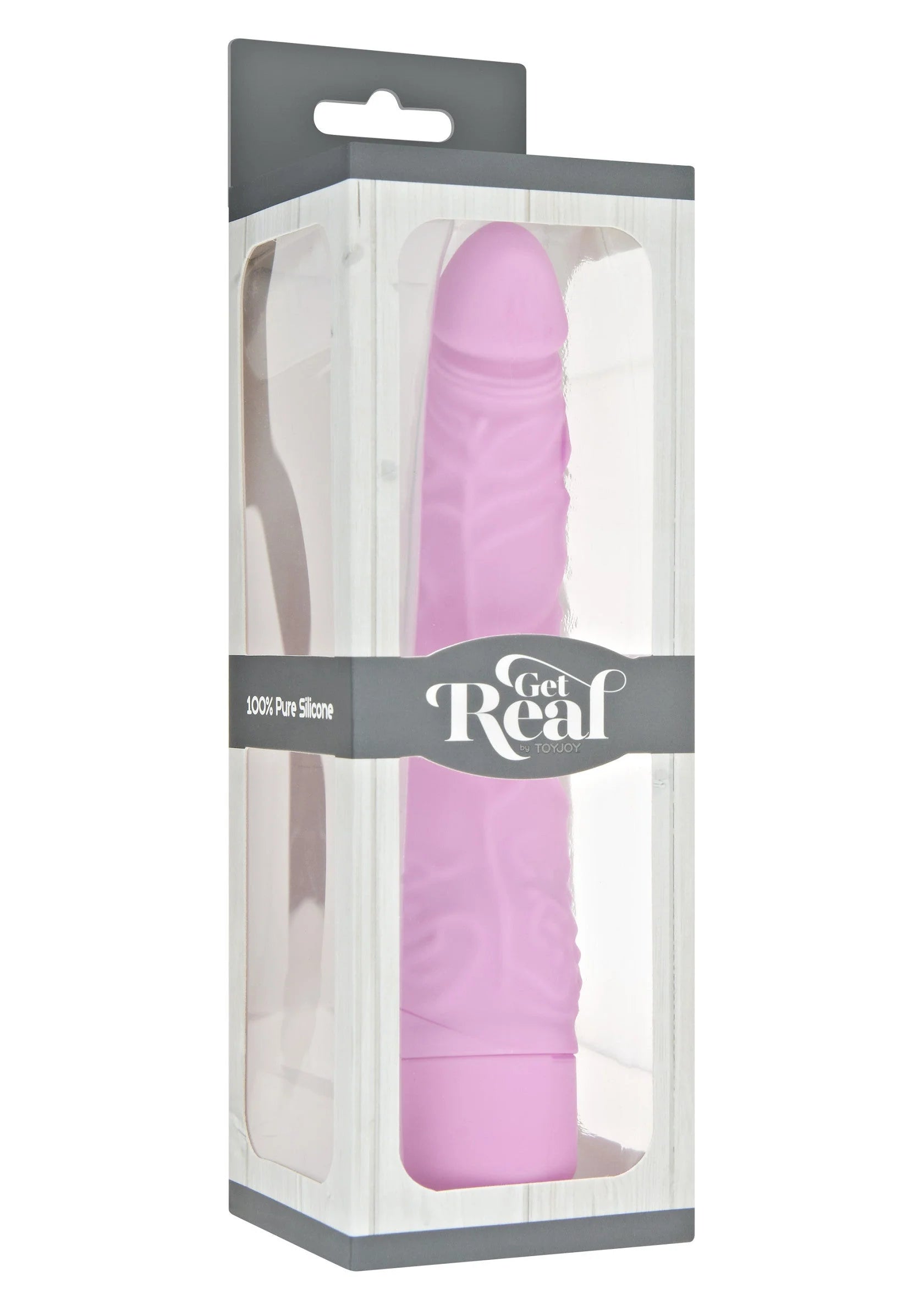 Verpakking van Get Real vibrator met roze exemplaar in doorzichtige display