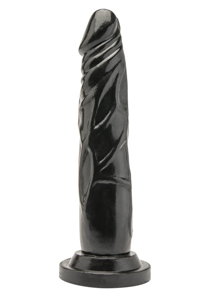 Zwarte PVC seksspeeltje met brede voet, staand