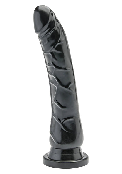 Glanzende PVC dong ToyJoy, zwart, met stevige basis