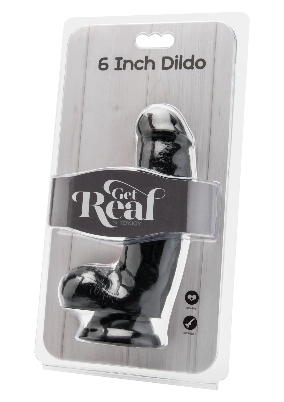 PVC-dildo van 15 cm in zwarte kleur, realistische vorm, in blisterverpakking