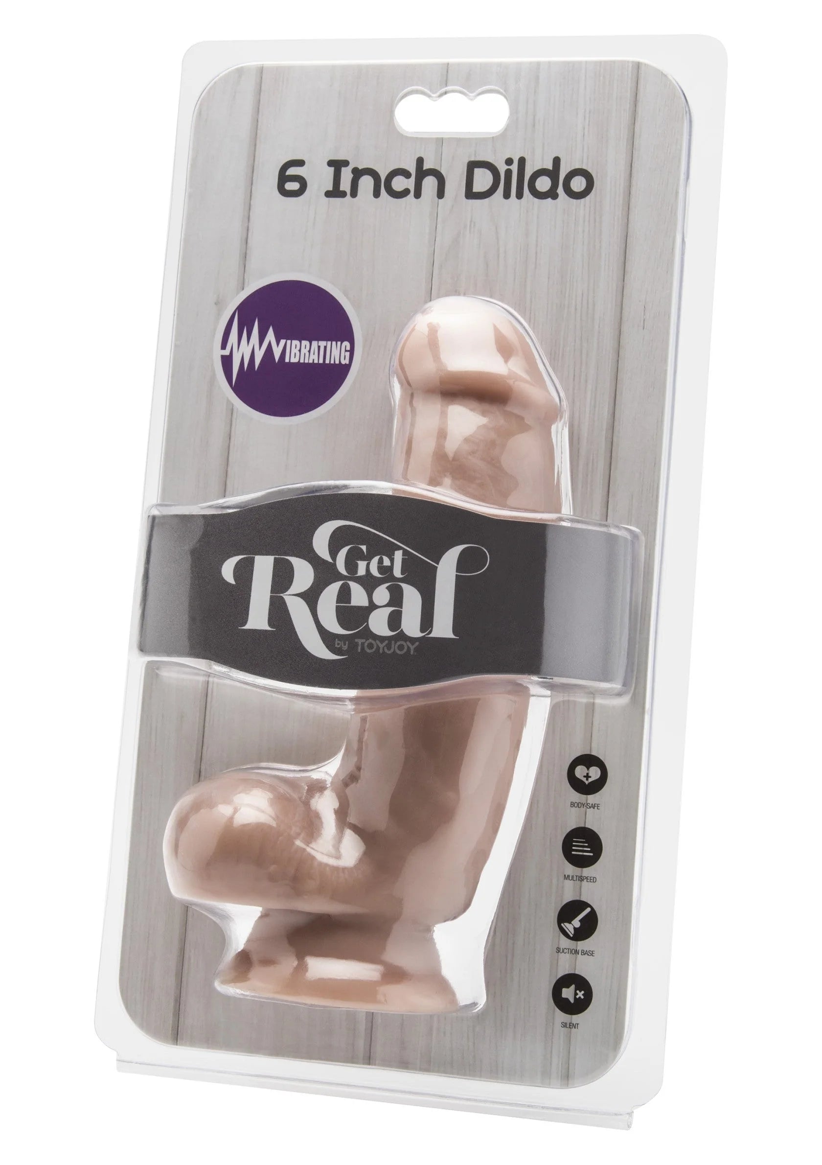 Verpakte Get Real ToyJoy dildo met doorzichtig venster, nude, 6 inch