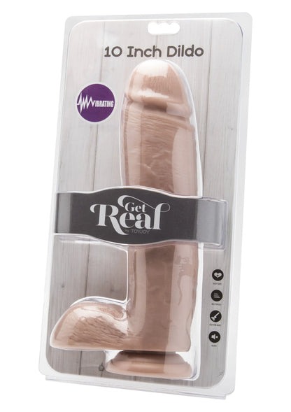 Verpakte Get Real vibrator-dildo 10 inch nude/beige in transparante houder