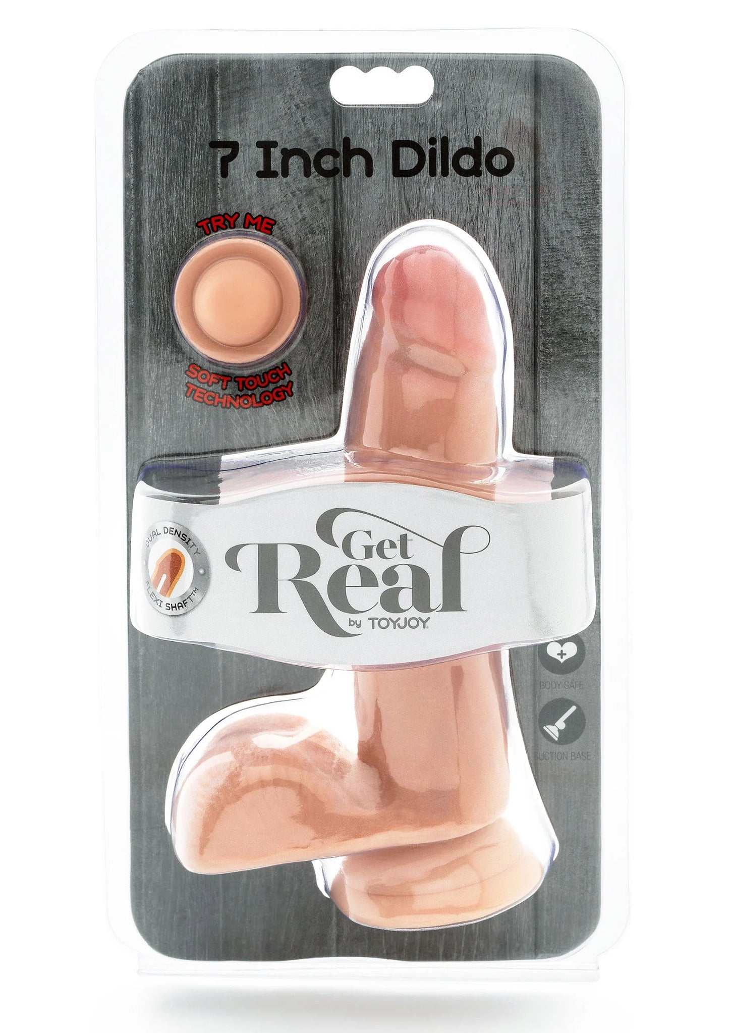 Get Real dildo in blisterverpakking, bruine vorm, merk ToyJoy