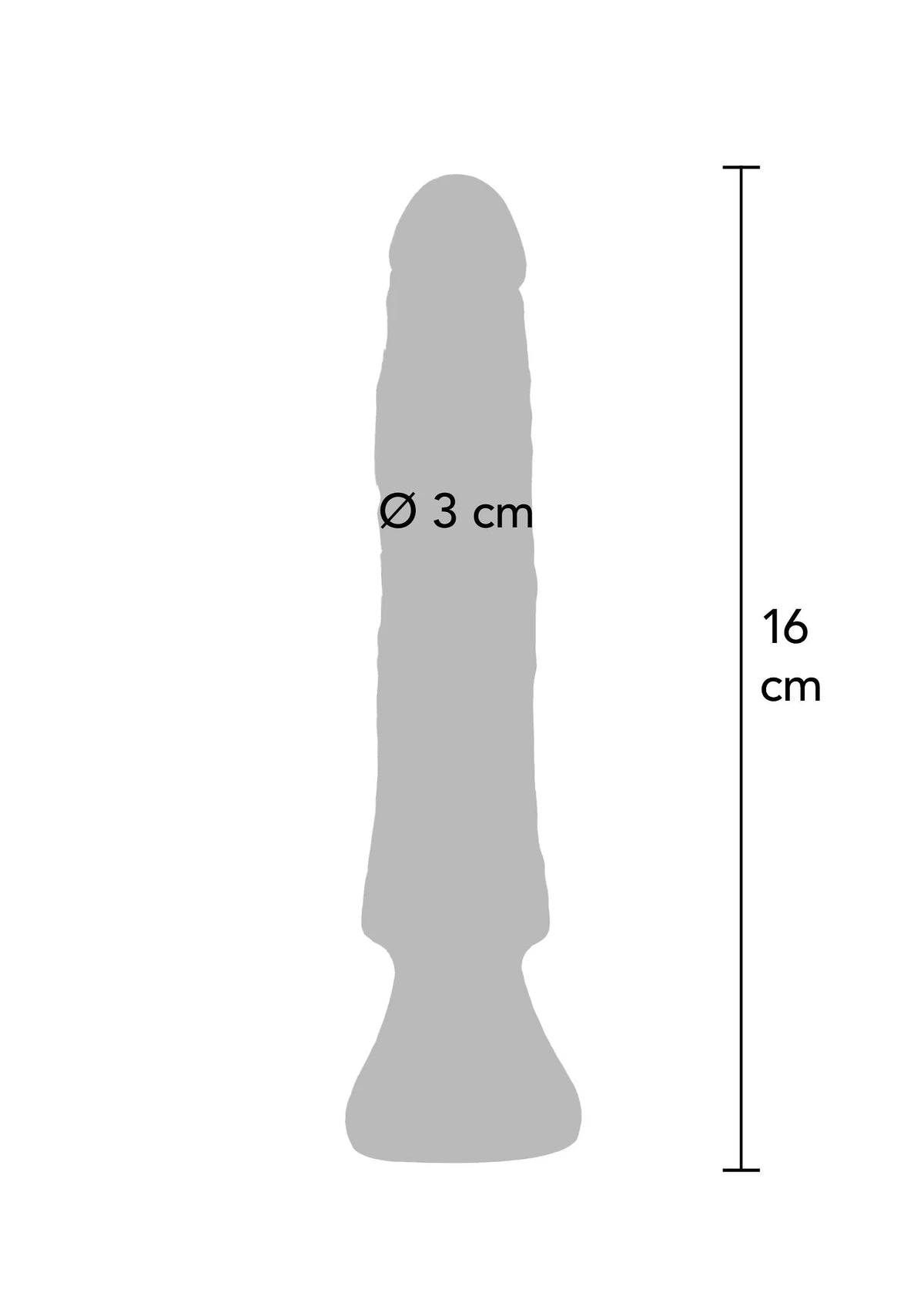 PVC dildo, 16 cm, stevige vorm met verdikte basis en smalle punt