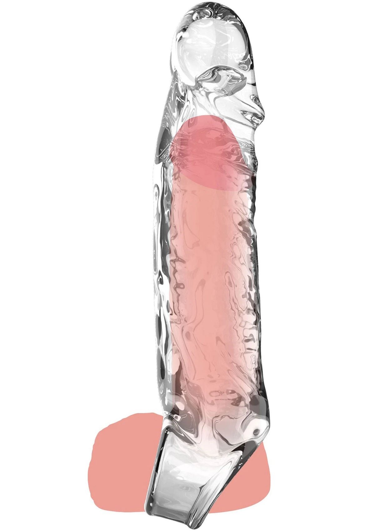 TPE extensie-mouw (transparant) met roze huidkleurige inzet, Medium, 16 cm