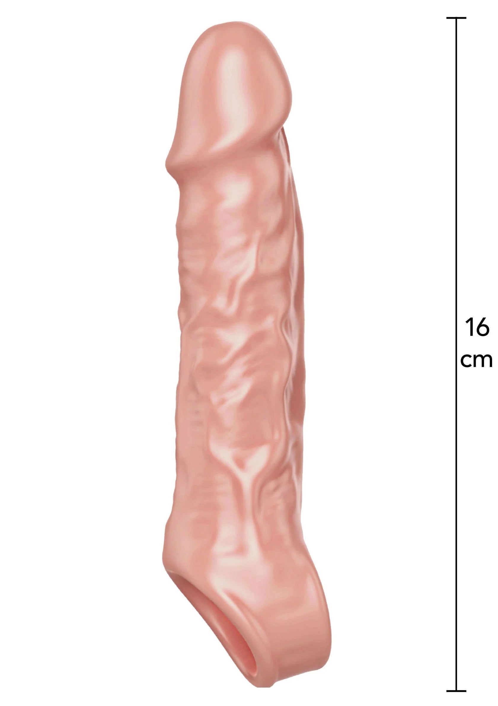 TPE extensie-mouw in huidkleur, medium, 16 cm, zachte flexibele vorm