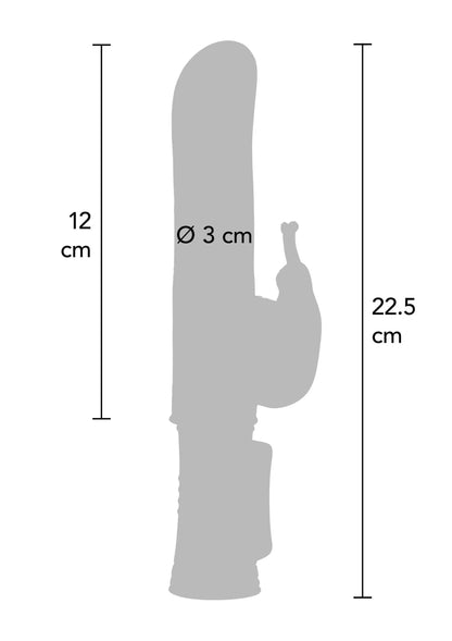 Roze vibrator-afmetingen: 22,5 cm, 12 cm, Ø 3 cm