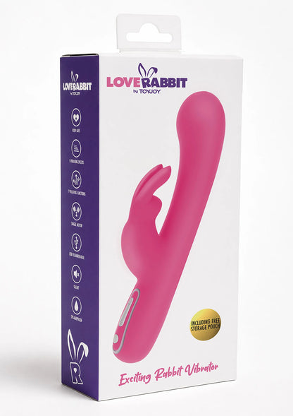 LoveRabbit ToyJoy konijn-vibrator in roze verpakking met bedieningsknoppen op de doos