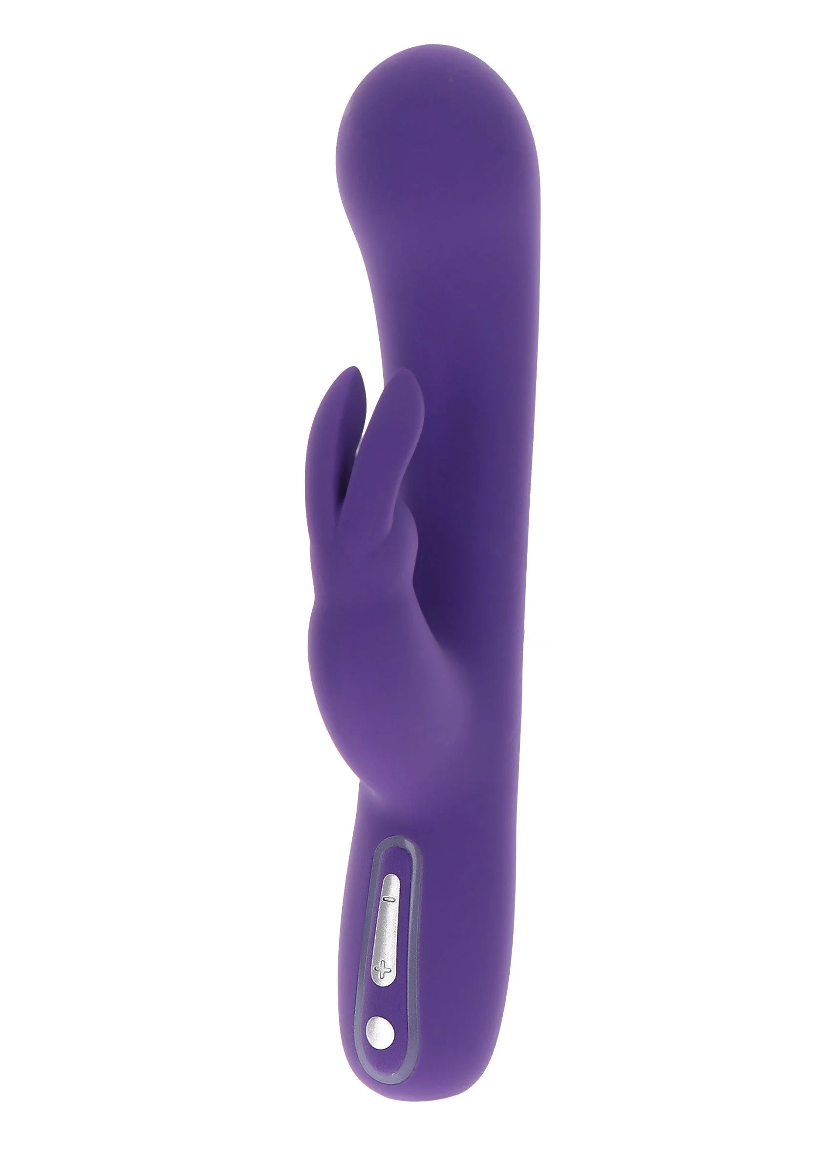 Paarse konijn-vibrator met onderzijde bedieningspaneel en 2-3 knopjes.