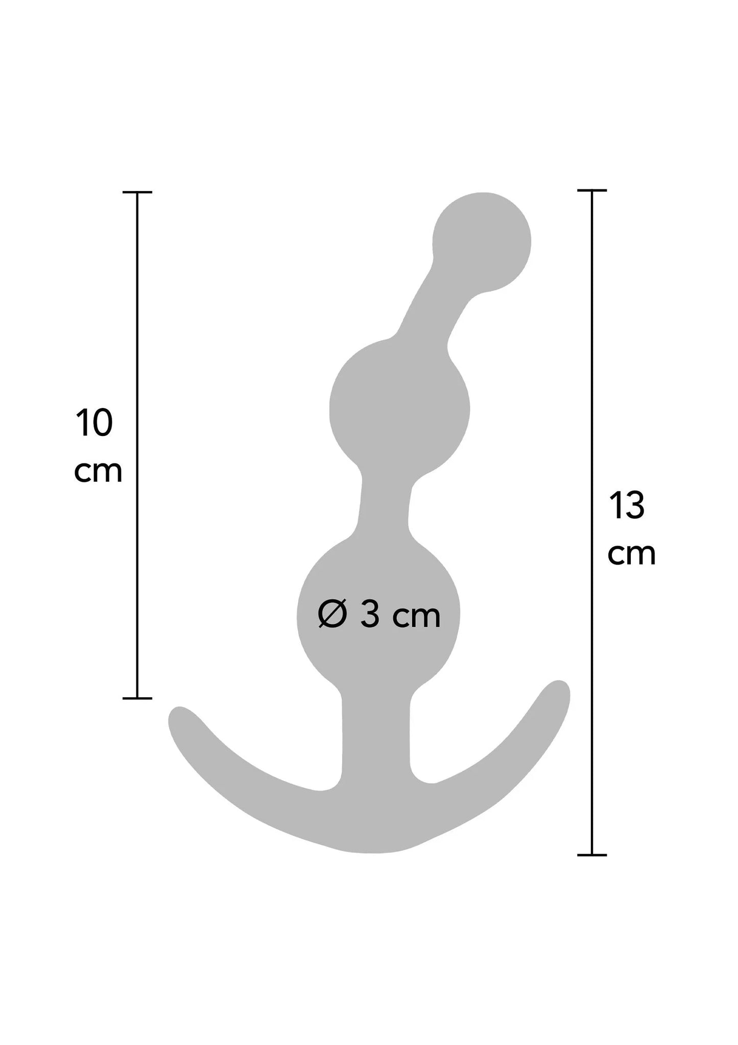 Anale plug-silhouet met maat: 13 cm hoog, 10 cm breed, Ø3 cm