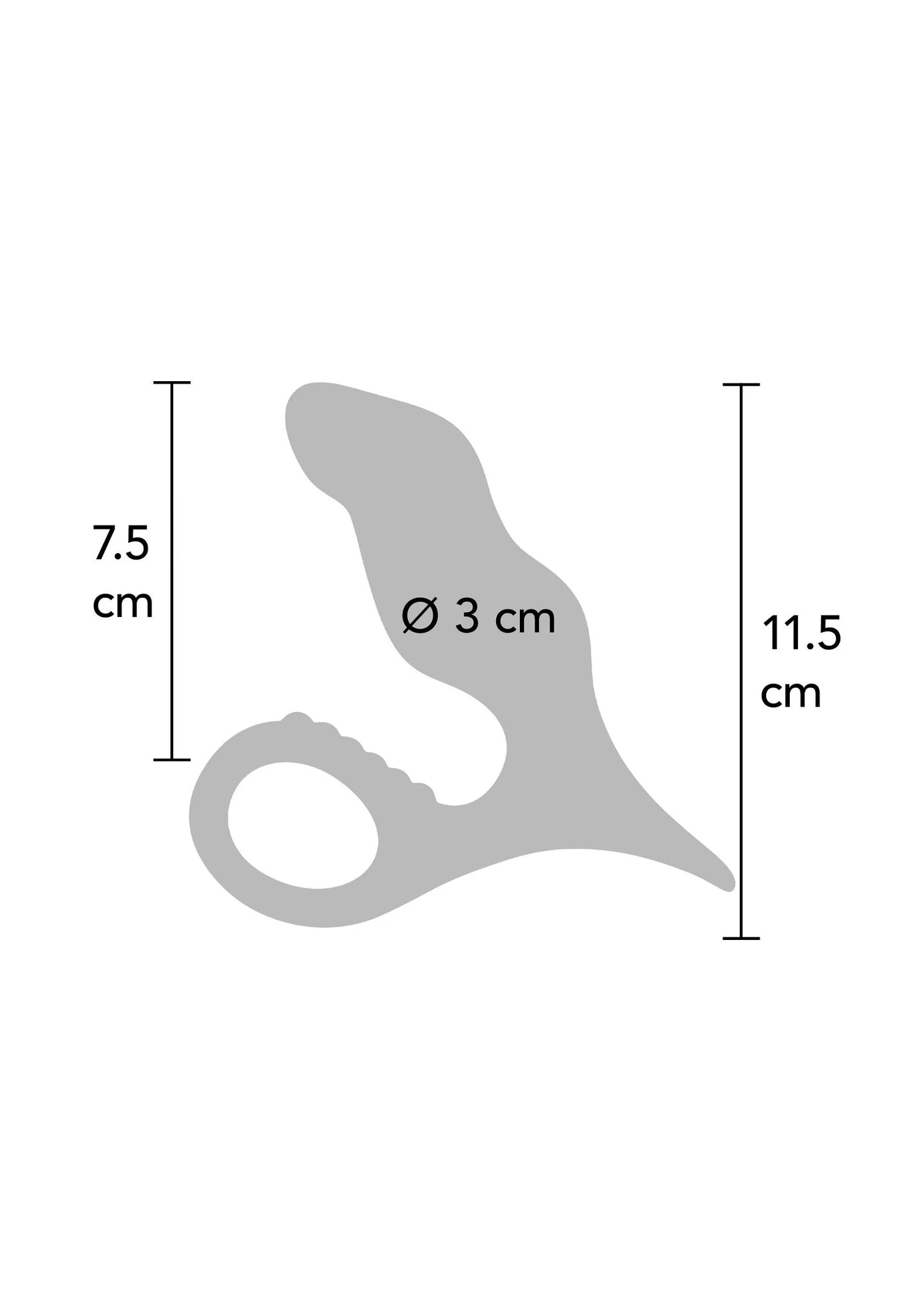Anale plug met ring en diameter Ø3 cm, afmeting 7,5 cm