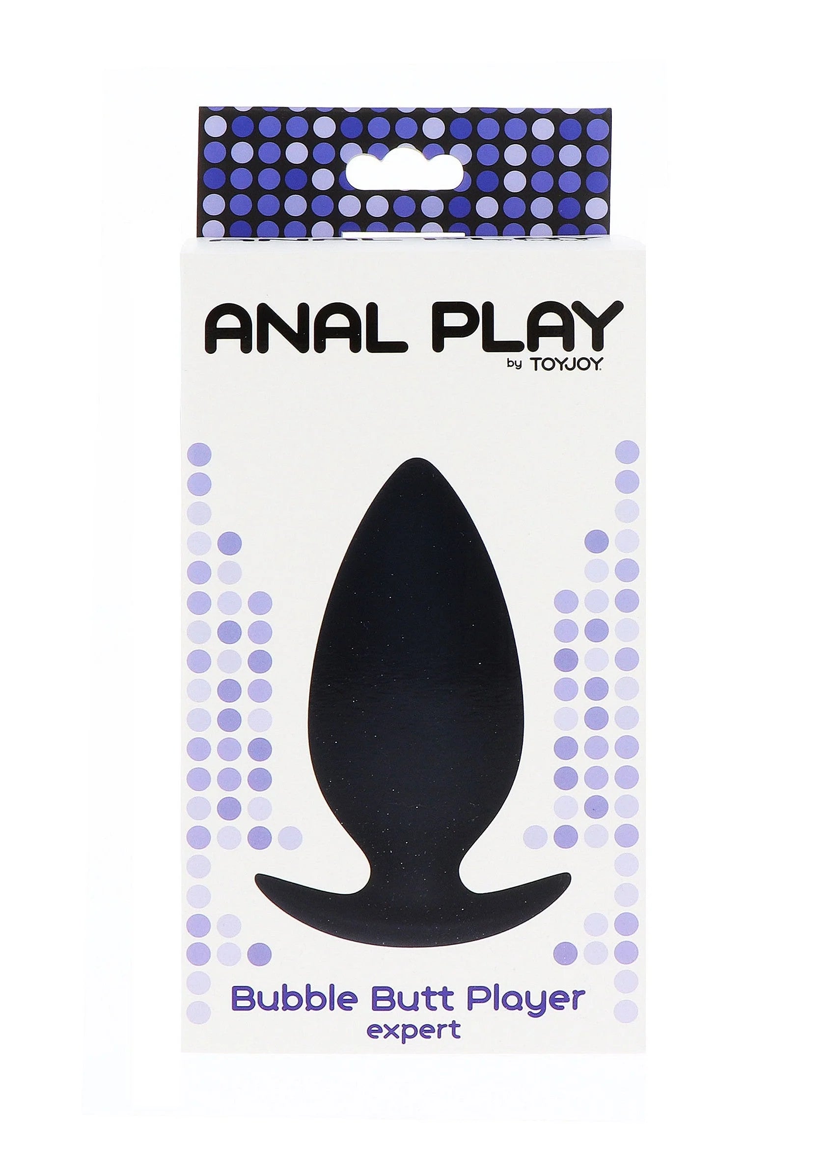 Doos voor ToyJoy anale buttplug met afbeelding en tekst 'Bubble Butt Player expert'.