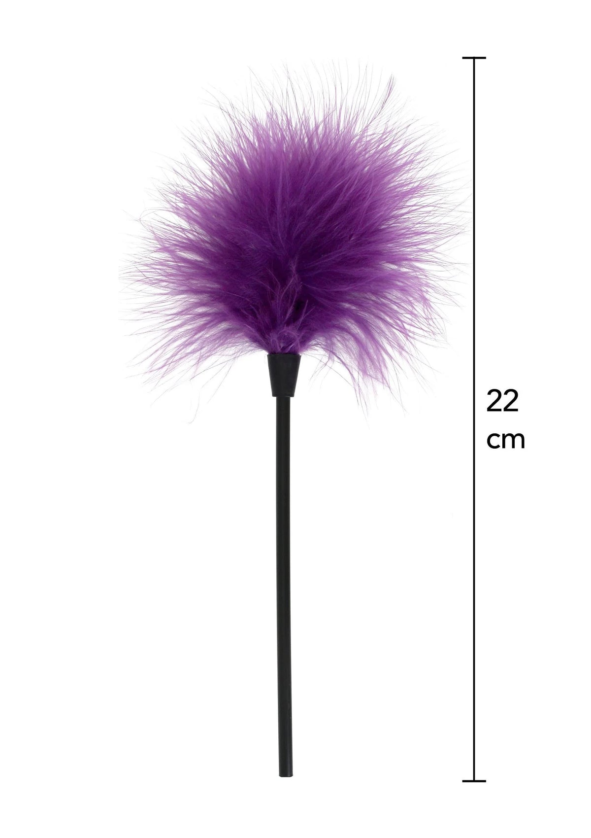 Paarse veer-tickler van 22 cm met pluim op zwarte steel