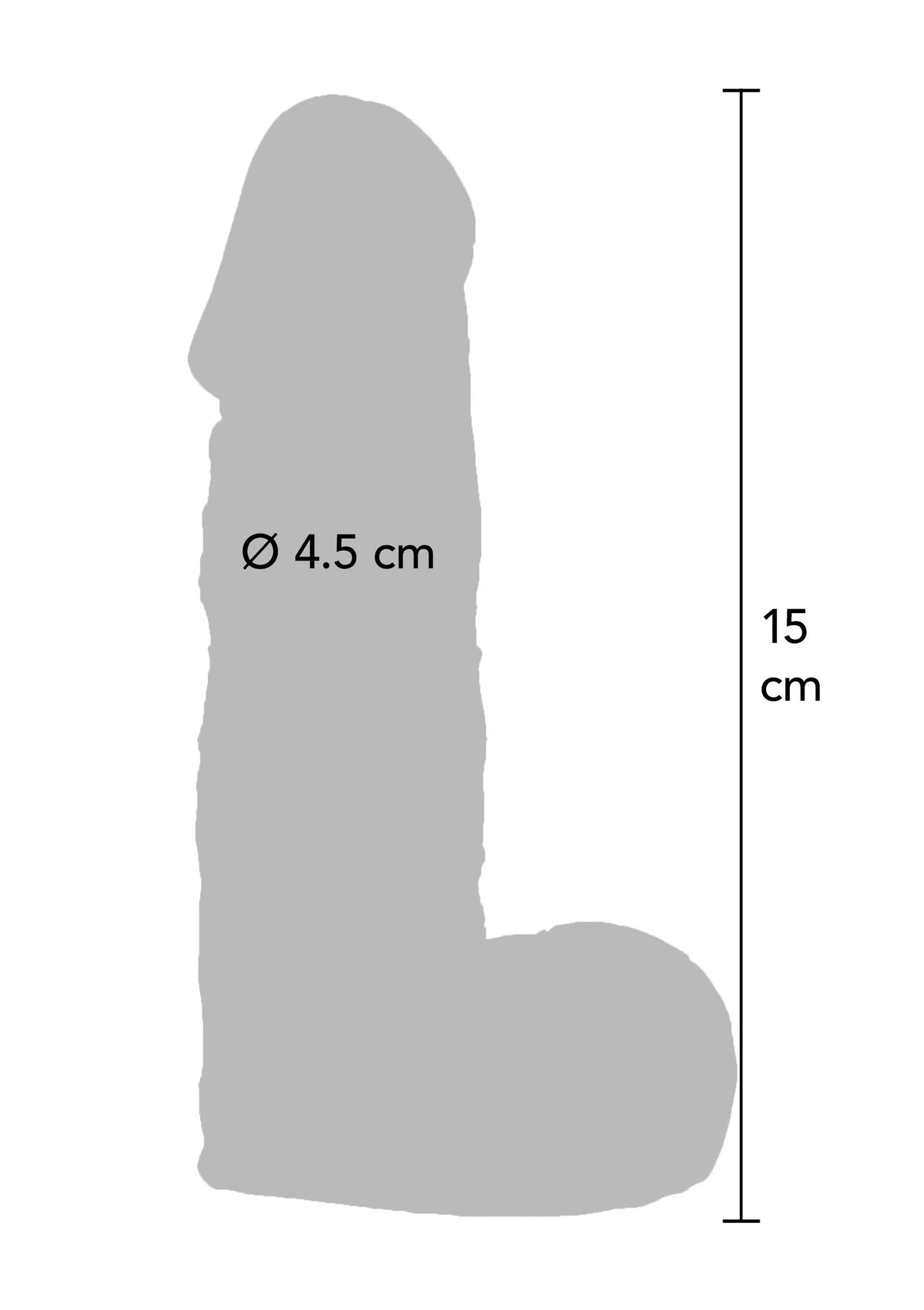 Silhouet van 15 cm seksspeeltje met Ø 4,5 cm doorsnede