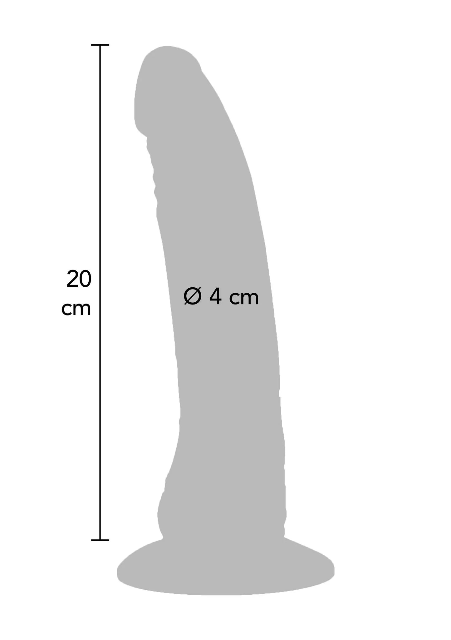 Afmetingensilhouet van roze seksspeeltje: 20 cm en Ø 4 cm