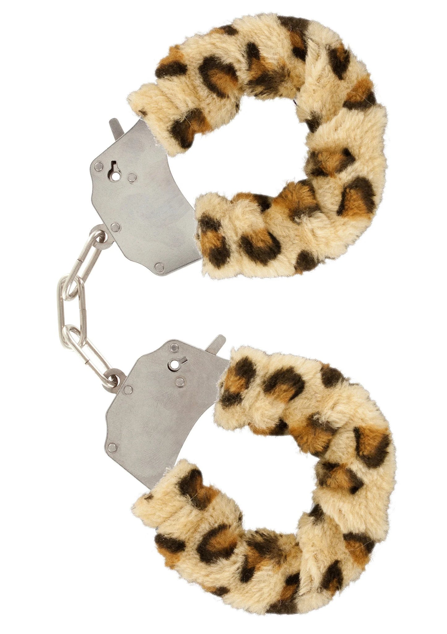 ToyJoy bont cuff set met luipaard/tijger print, metalen kettinkjes en sleutelsluiting