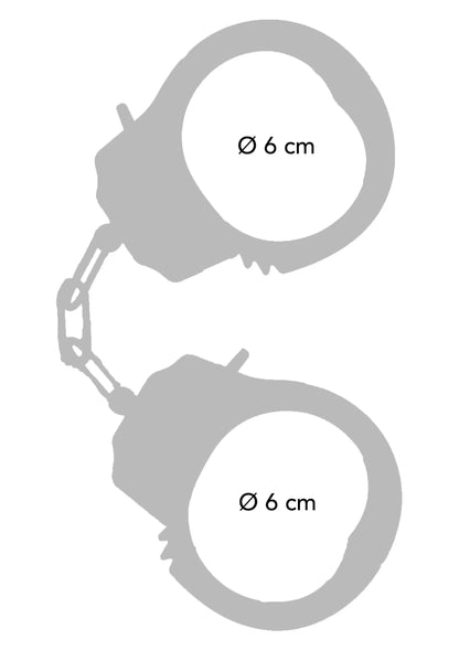 Handboeien met maatindicatie Ø 6 cm, ronde boeien en ketting