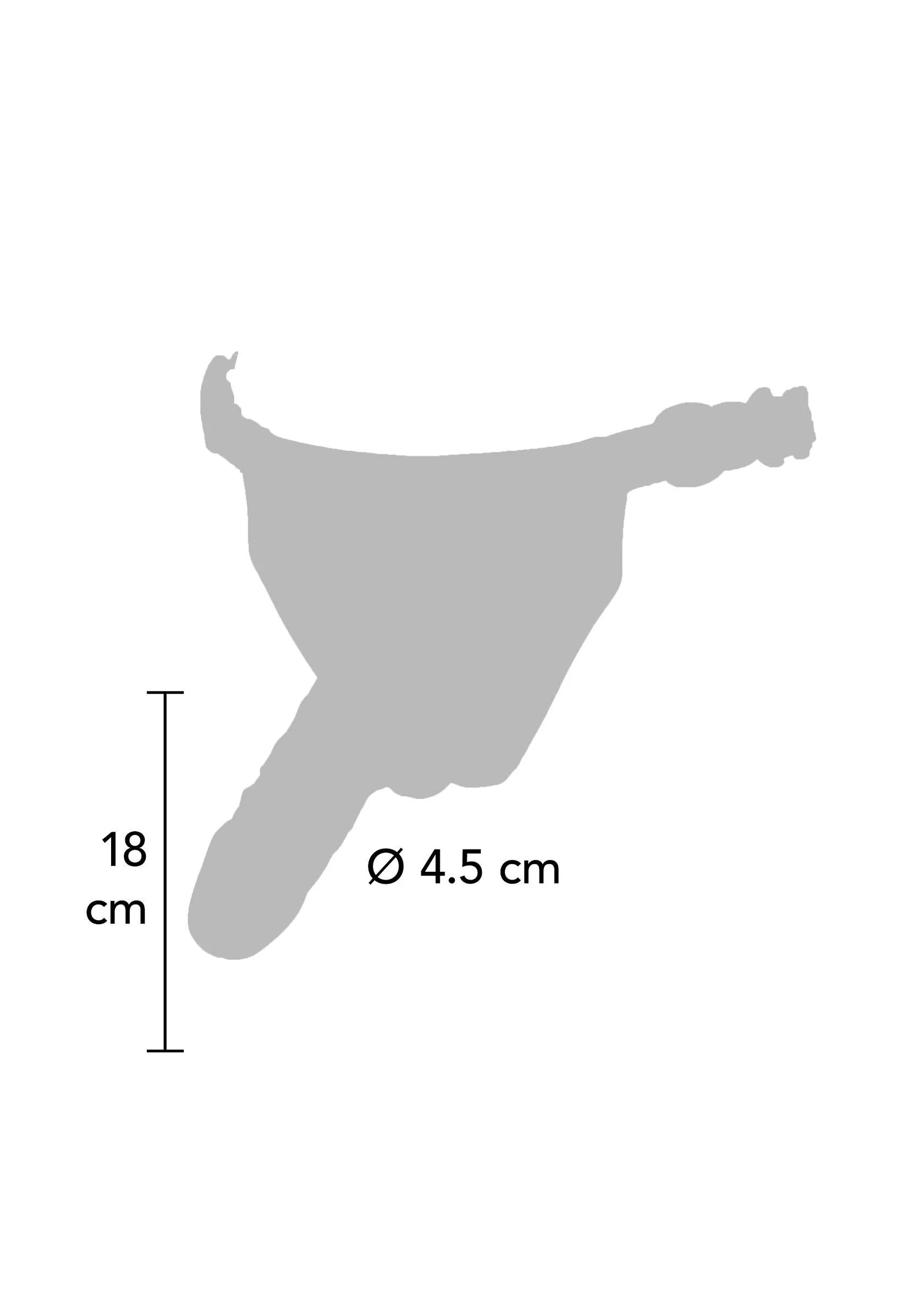 Silhouet van strap-on met maat 18 cm en Ø 4,5 cm