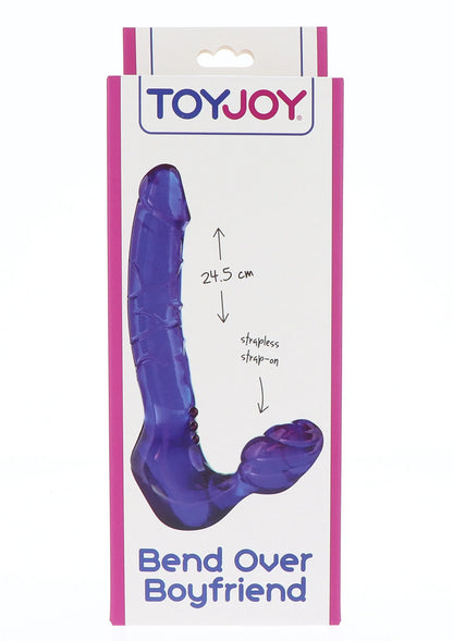 ToyJoy blisterverpakking met donkerblauwe gebogen dildo en ringvormig uiteinde
