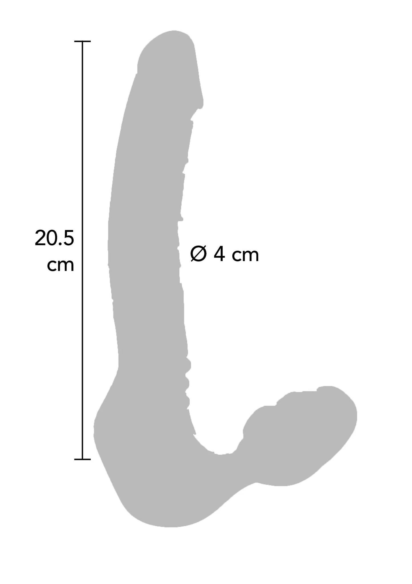 Silhouet van gebogen dildo, diameter ø4 cm en lengte 20,5 cm