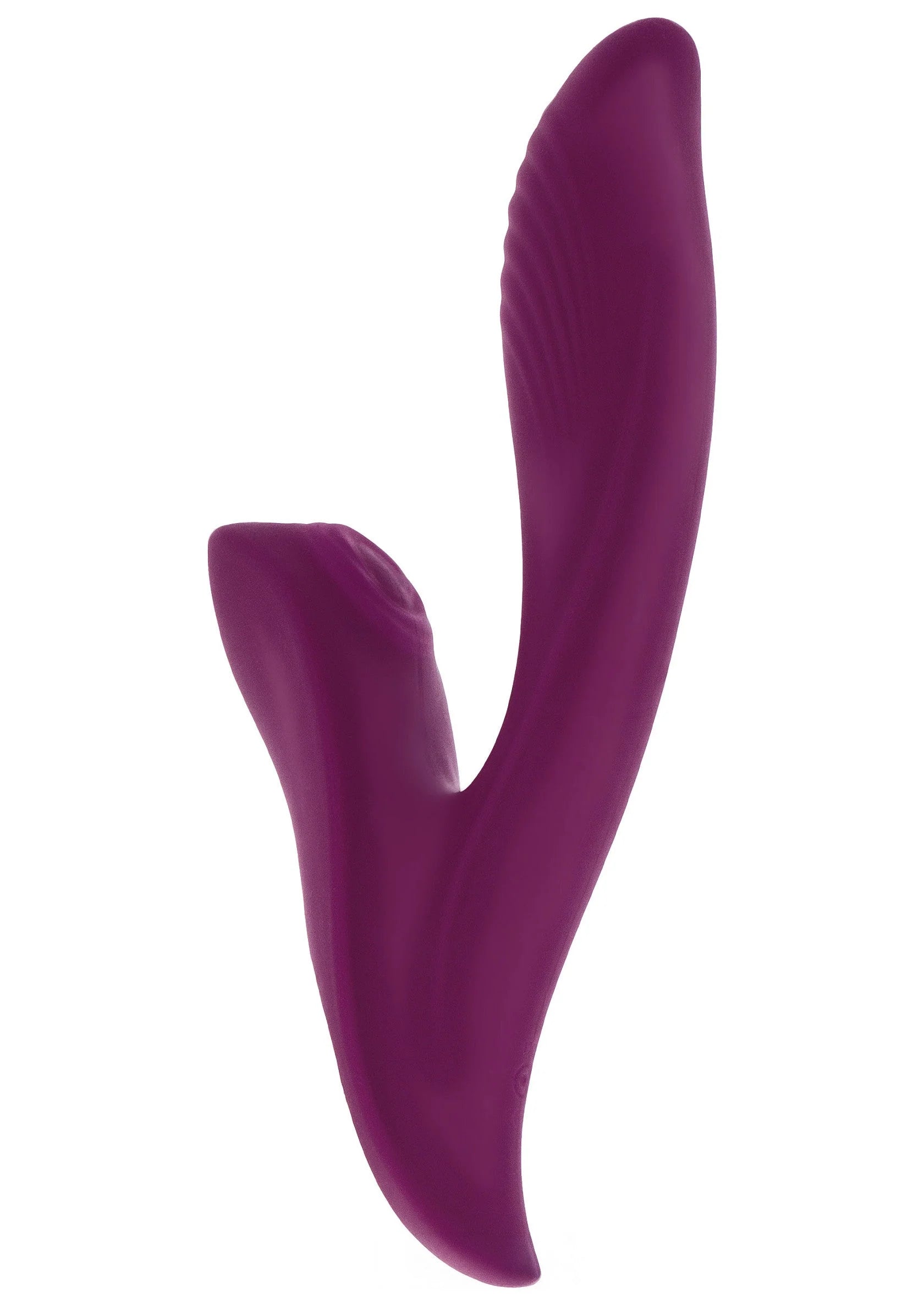 Paarse V-vormige vibrator, zijdelings zicht op gebogen armen