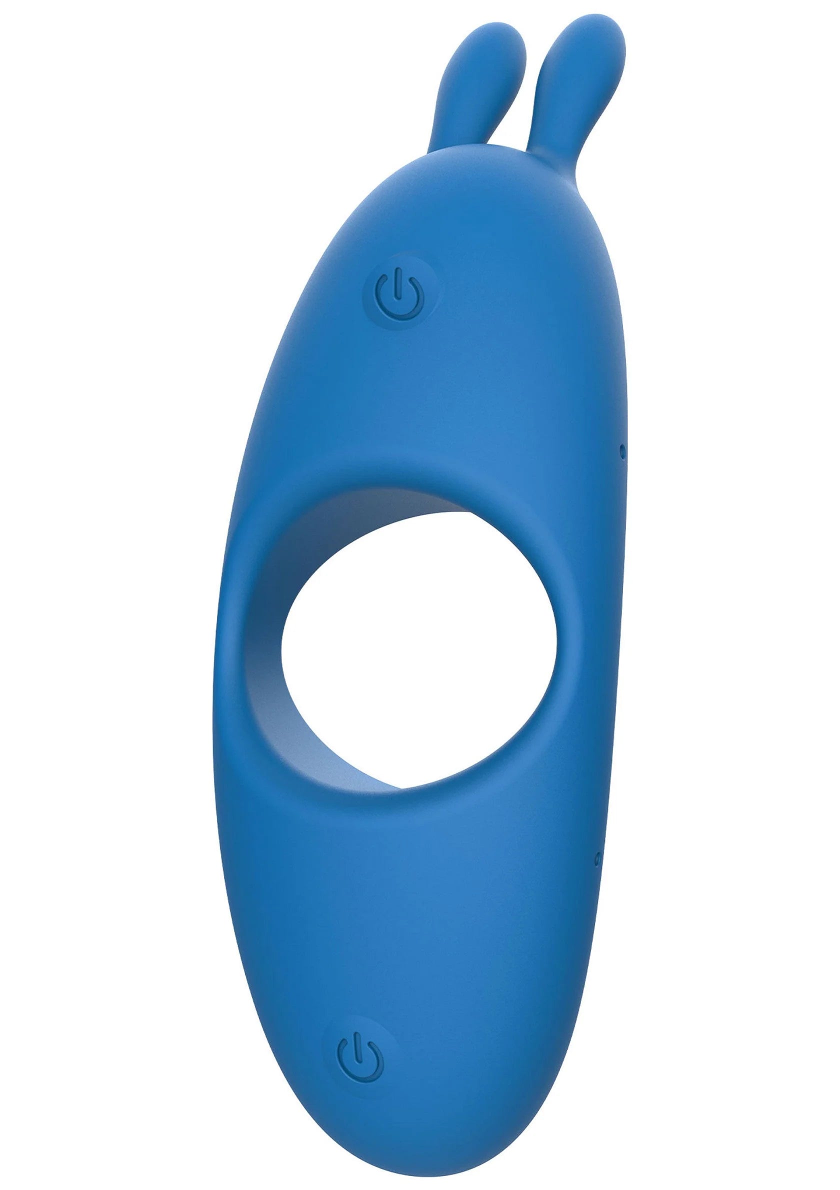 Blauwe C-ring met konijnoren en ronde opening, glad siliconen oppervlak