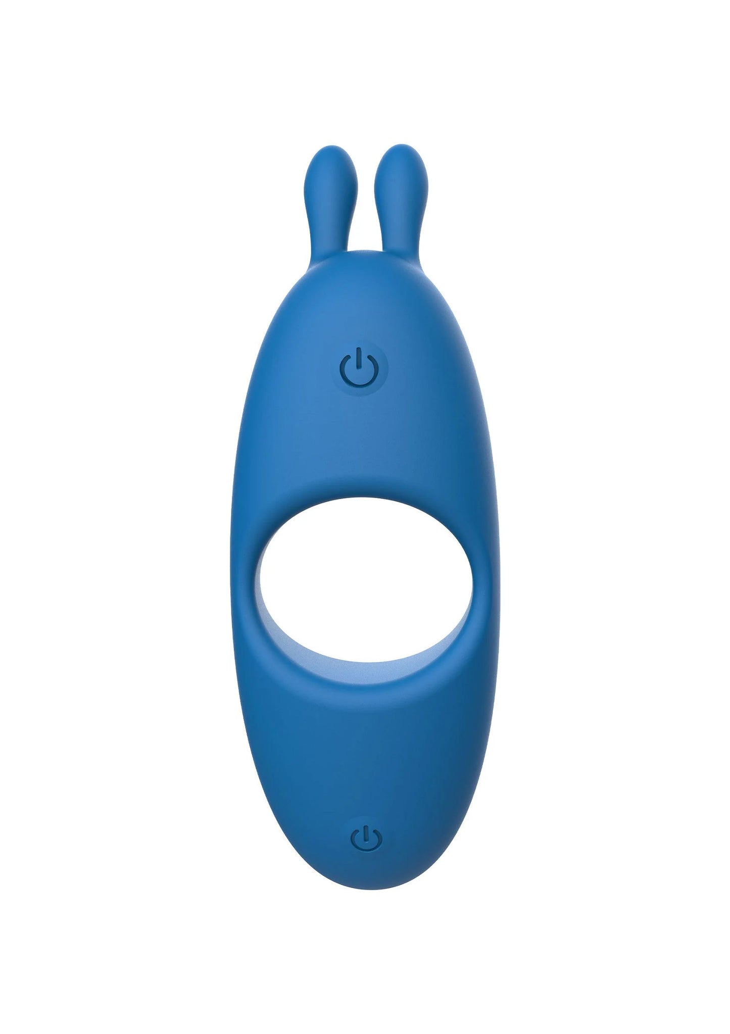 Blauwe C-ring voor koppels met ronde opening en twee konijnoren, vooraanzicht