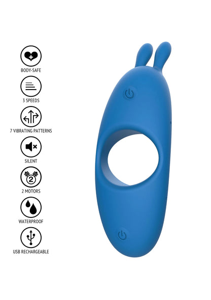 Blauwe C-ring voor koppels met ronde opening, aan/uit knop en vorm met konijnoren