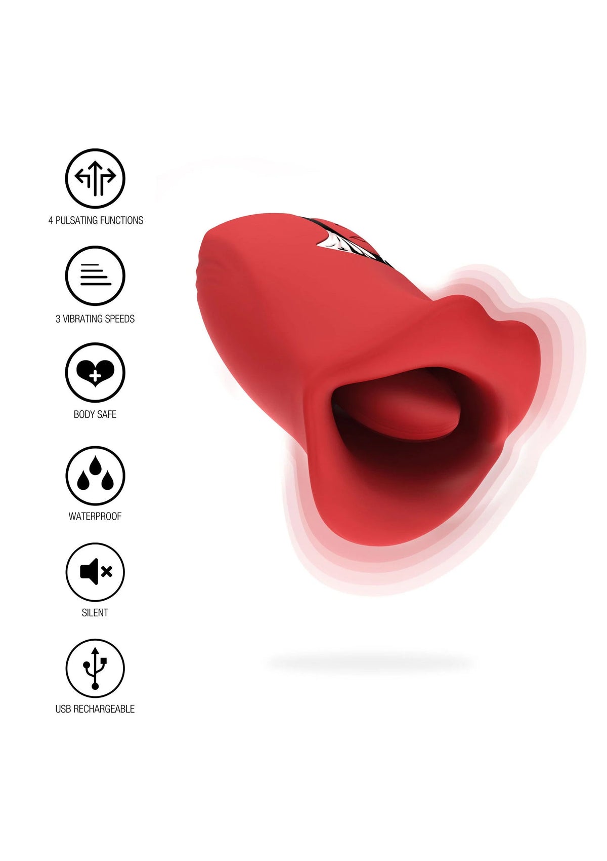 Rode kussentstimulator met functies: 3 standen, body safe, waterproof en stille werking
