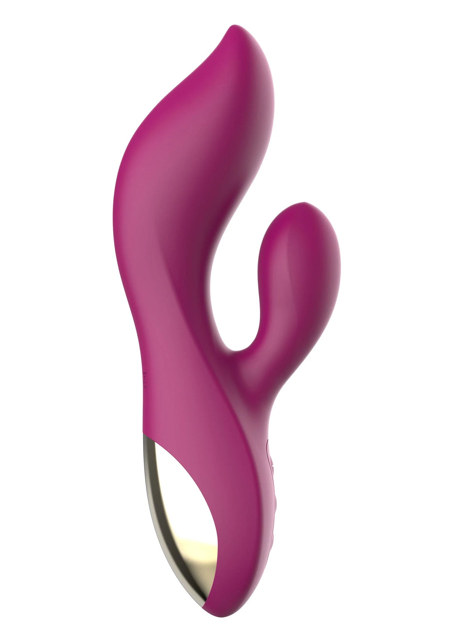 Paars U-vormige vibrator met gebogen vorm en glanzende metalen onderring