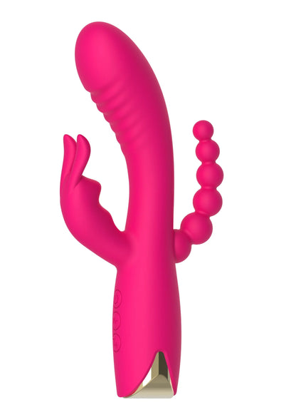 Roze ToyJoy triple vibrator met U-vorm en drie bolletjes aan de zijkant