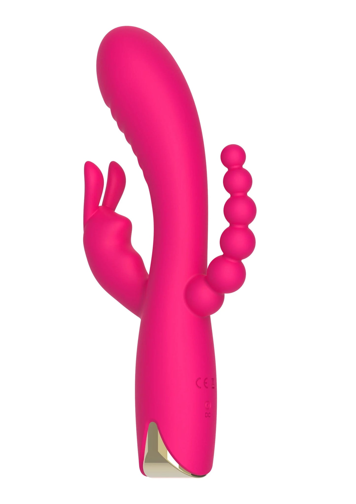 Roze ToyJoy triple vibrator met slanke U-vorm en drie bolletjes langs de arm
