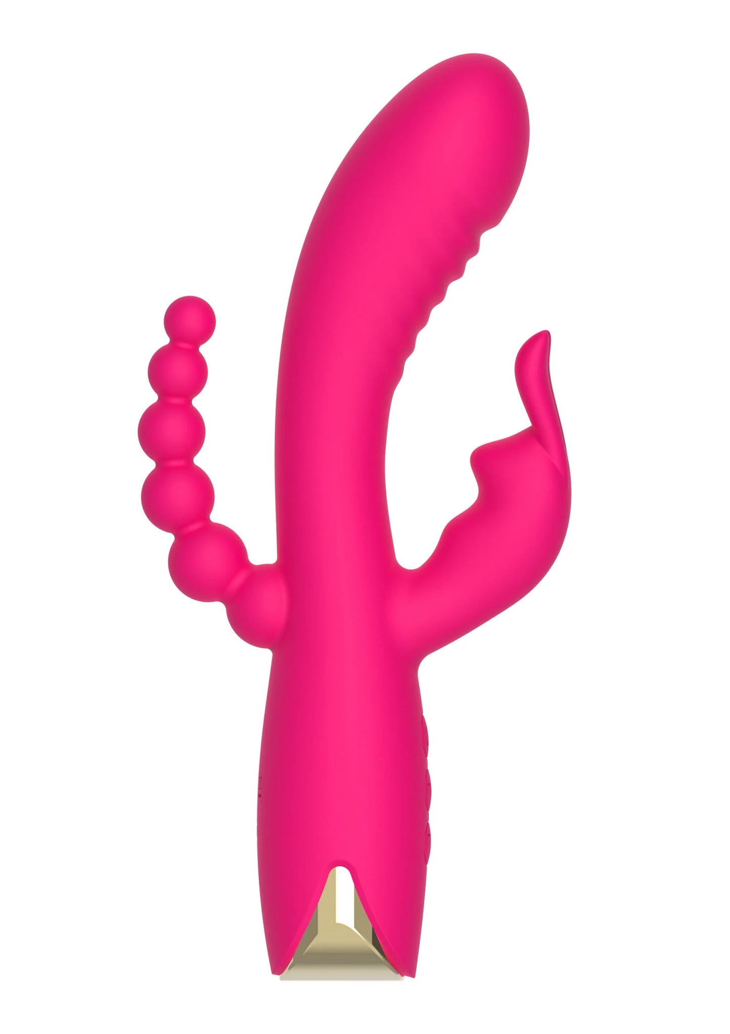Roze ToyJoy triple vibrator met U-arm en drie bolletjes langs de binnenkant
