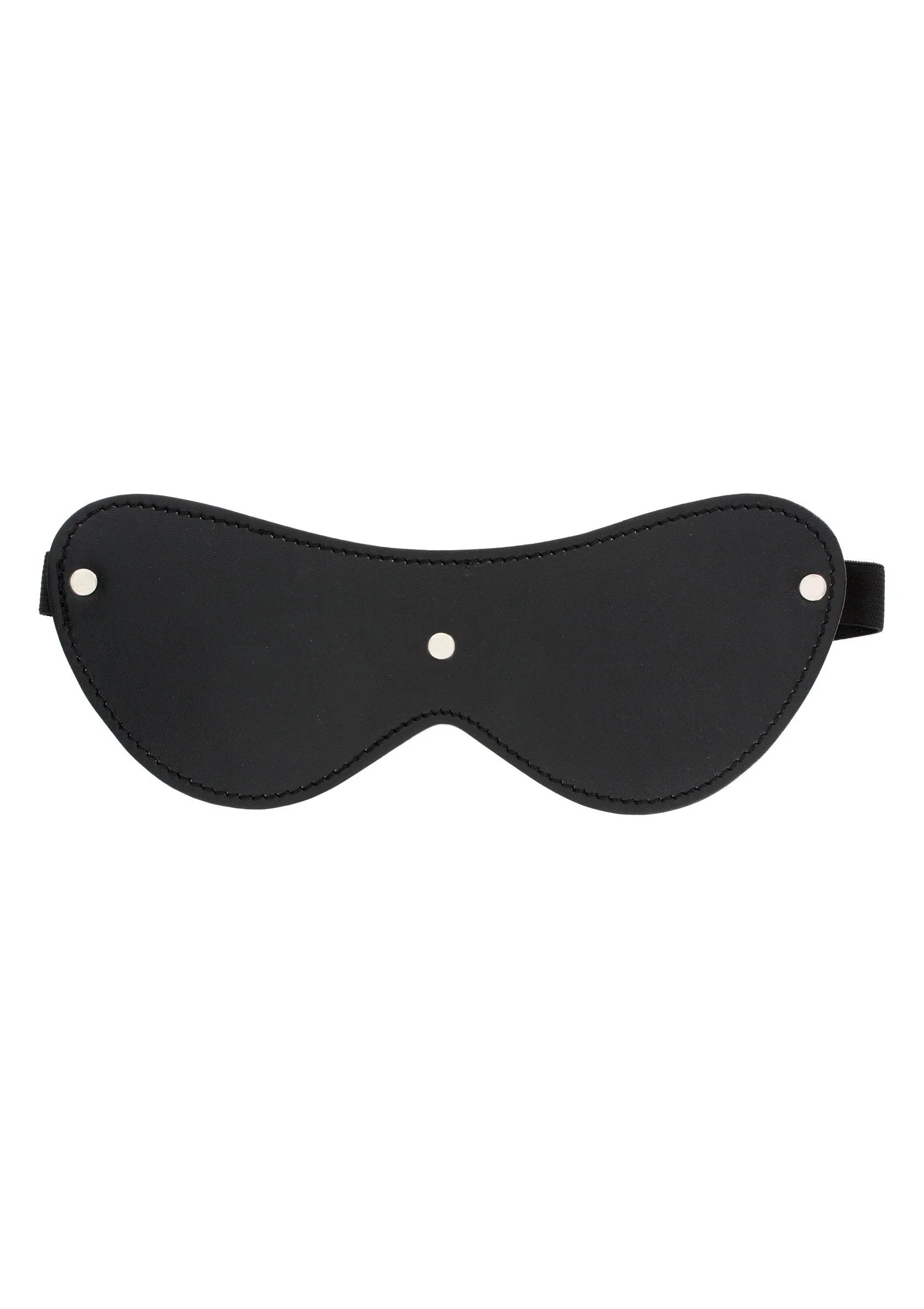 Zwart oogmasker met ronde uitsparing en metalen drukknoppen