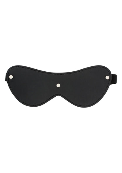 Zwart oogmasker met ronde uitsparing en metalen drukknoppen