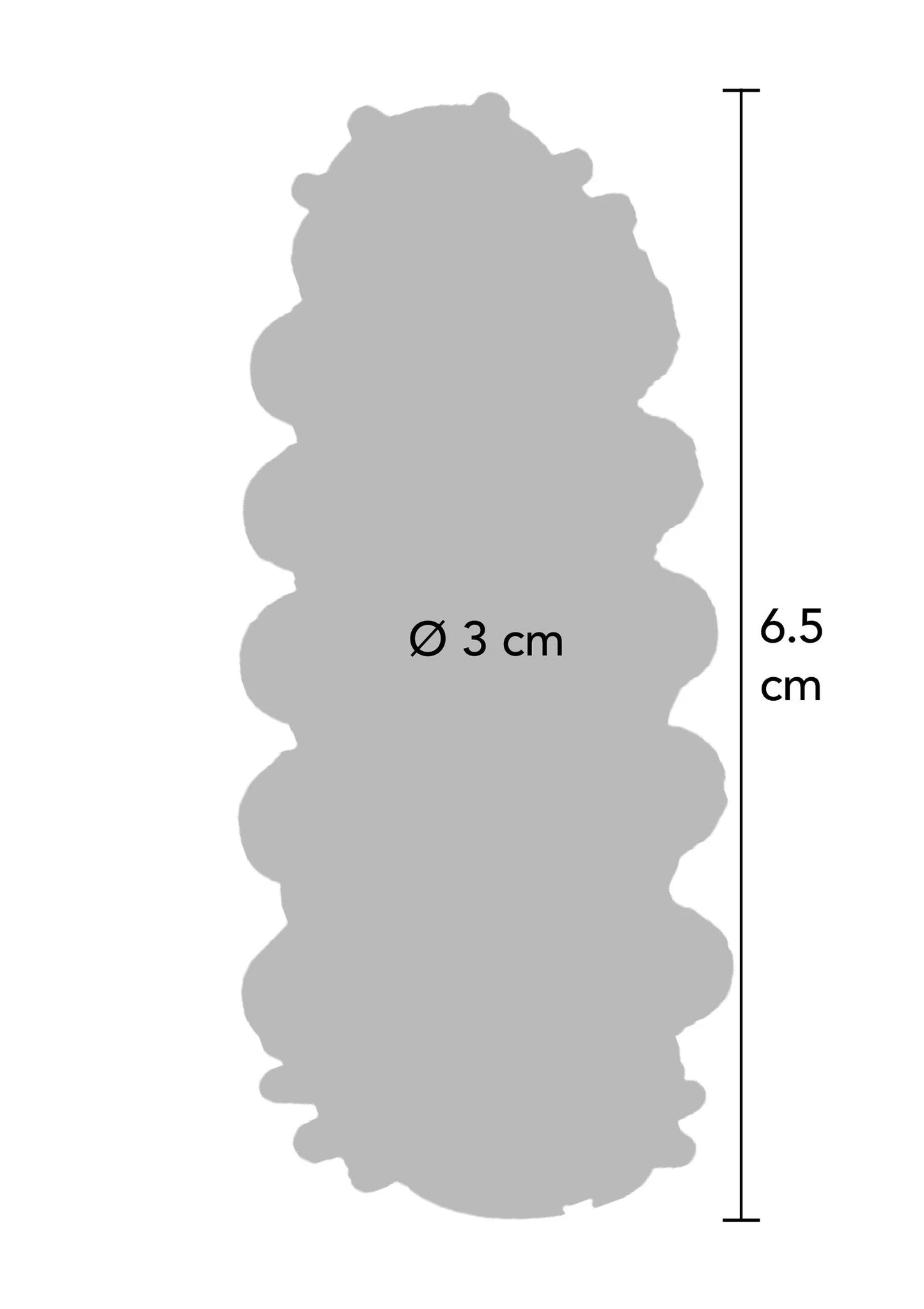 Rekbare sleeve met noppen: Ø 3 cm, hoogte 6,5 cm
