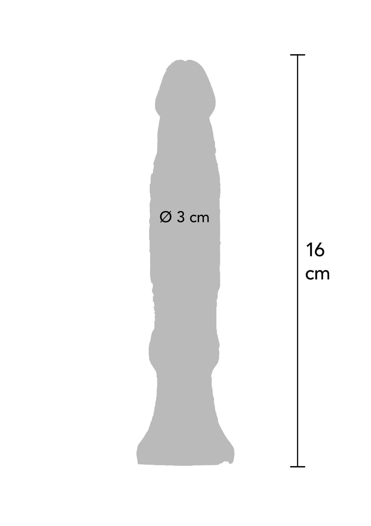 Anale starter 16 cm, Ø 3 cm; staafvorm met brede voet en afgeronde top