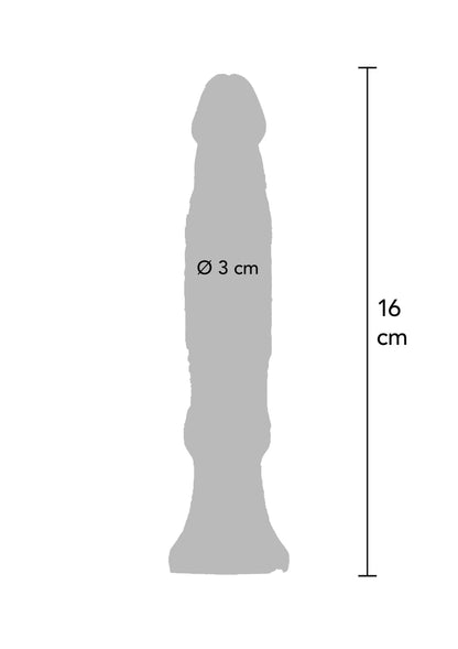 Anale starter 16 cm, Ø 3 cm; staafvorm met brede voet en afgeronde top