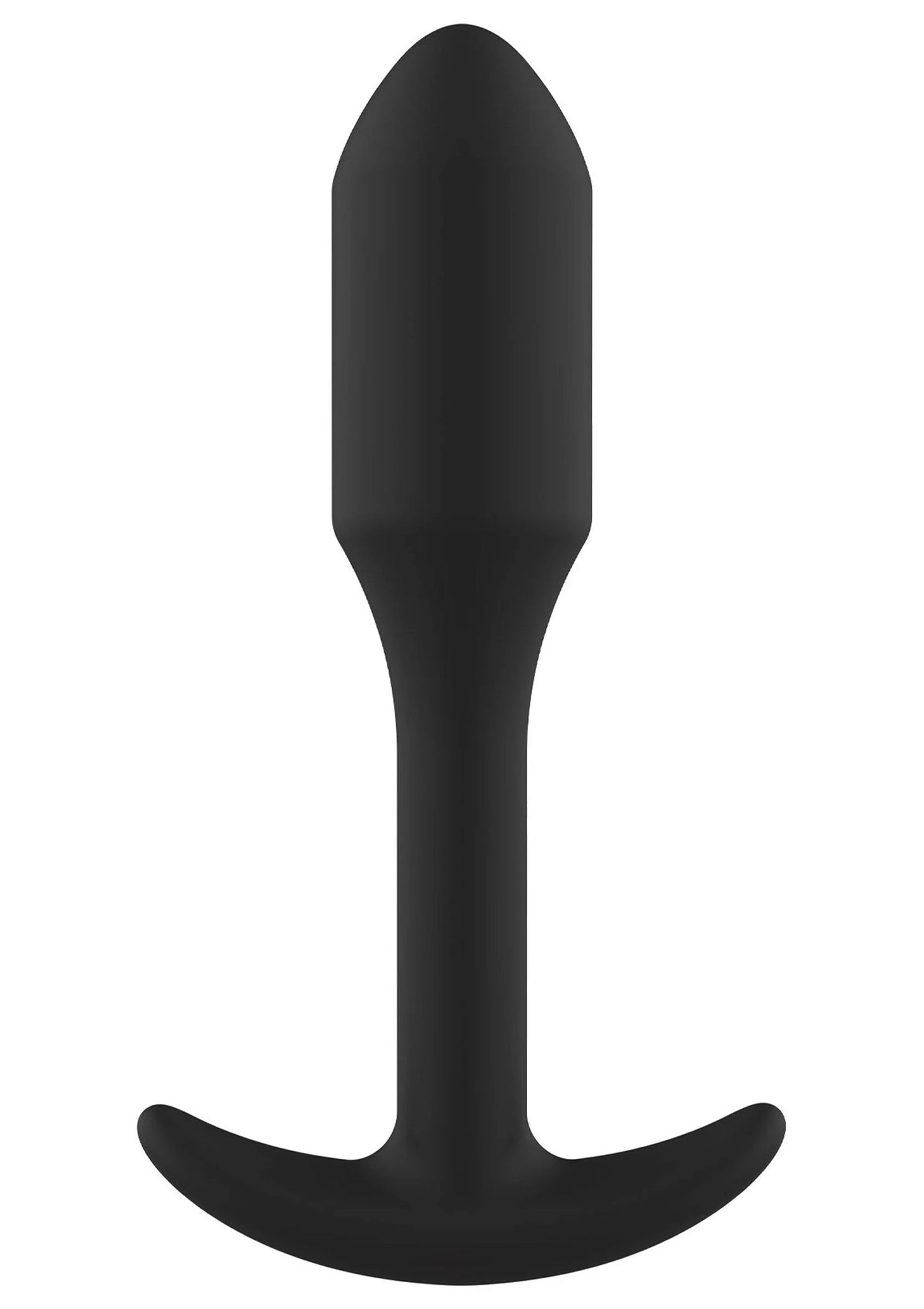 Zwarte gladde anale plug met afgeronde punt en ronde flens