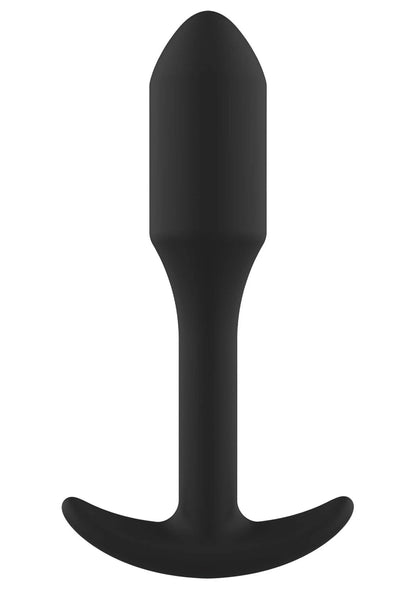 Zwarte gladde anale plug met afgeronde punt en ronde flens