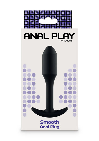 Zwarte gladde anale plug 'Smooth' in ToyJoy-verpakking