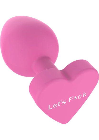 Roze buttplug met druppelvormige achterkant en hartvormige voet