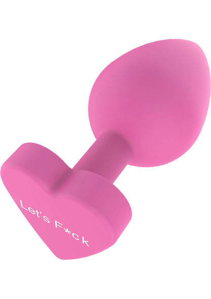 Roze buttplug met hartvormige voet en opstaande druppelpunt