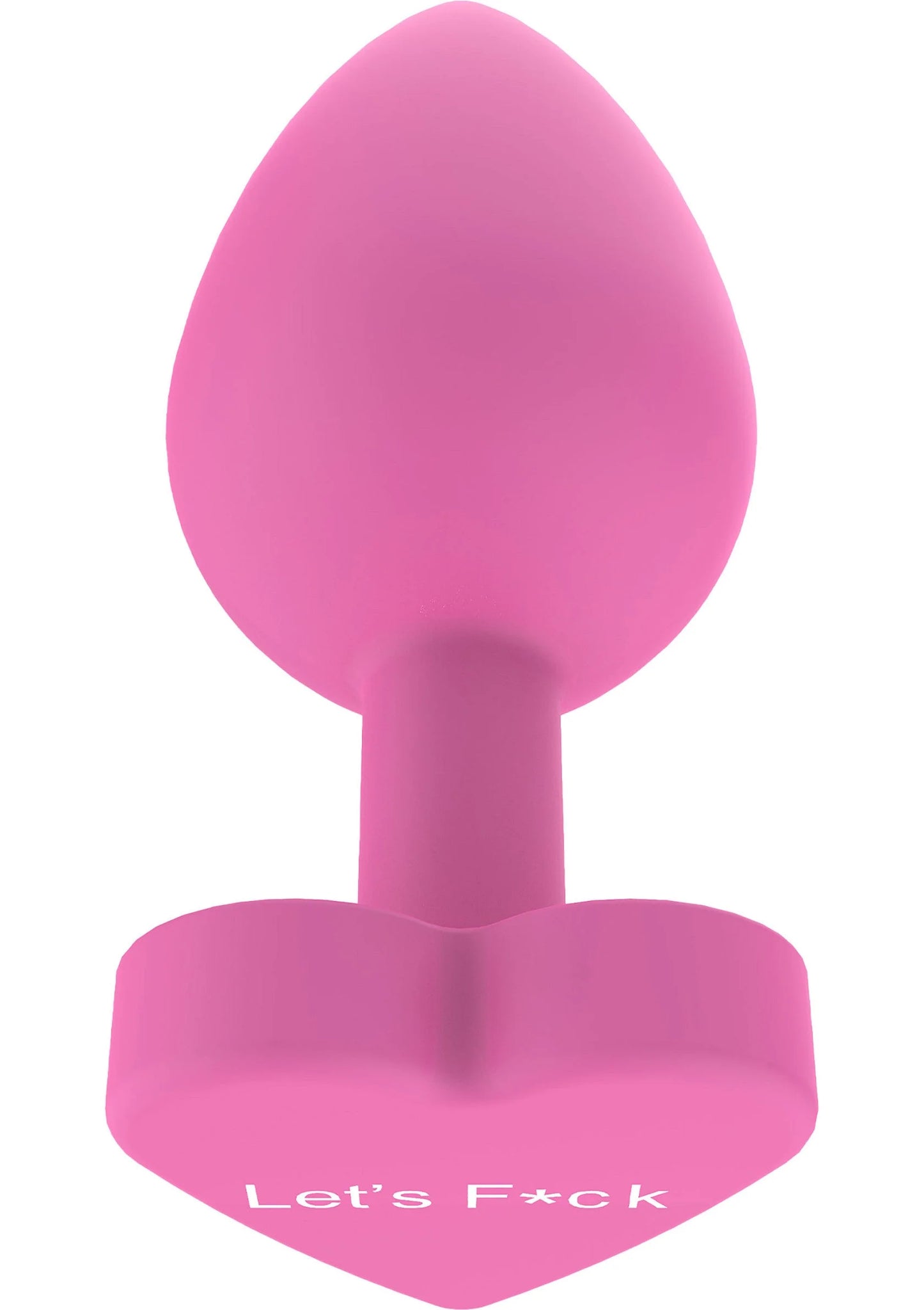 Roze buttplug met brede voet en hartvormige basis met bedrukking