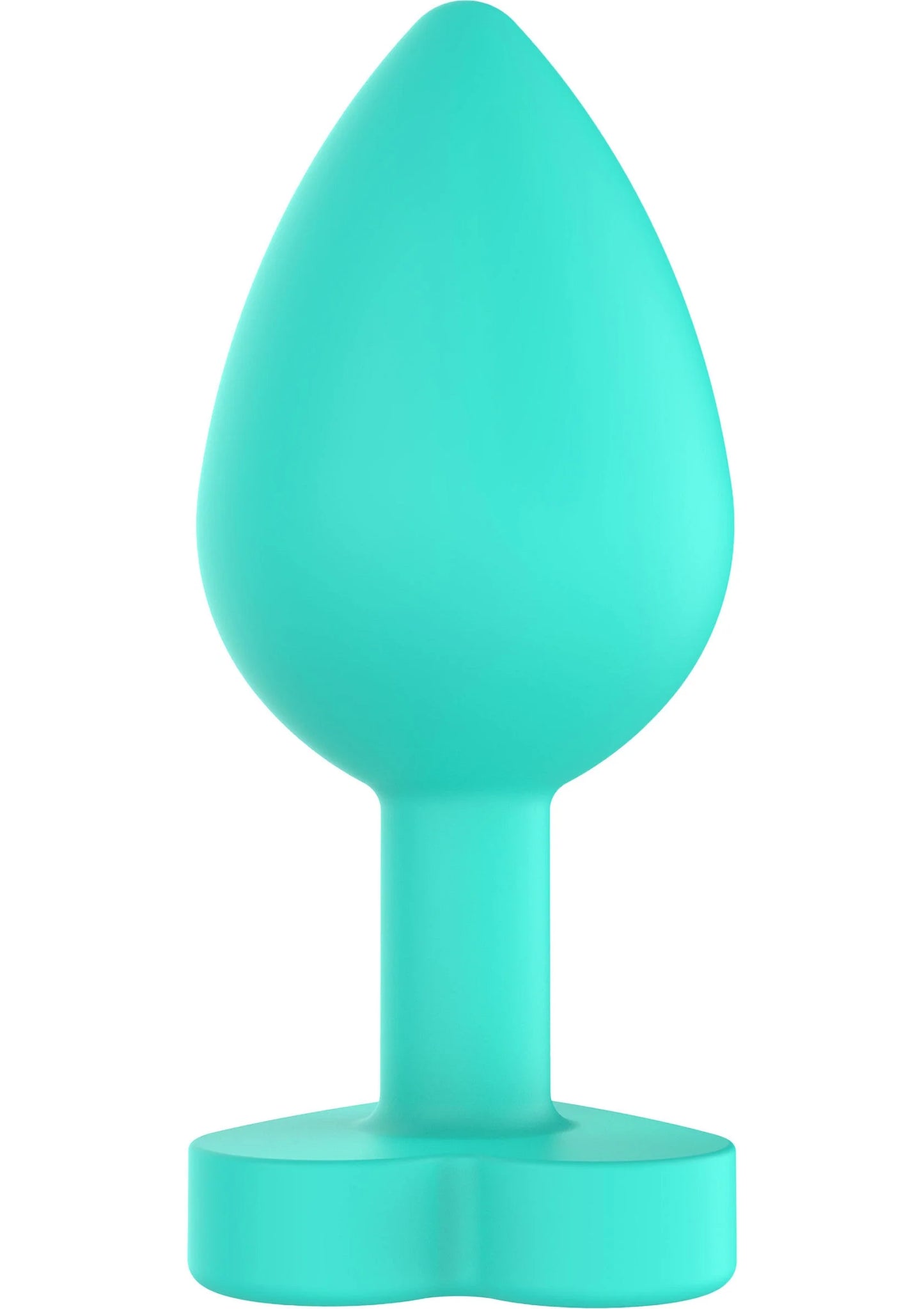 Buttplug van teal met druppelvormig uiteinde en ronde brede basis