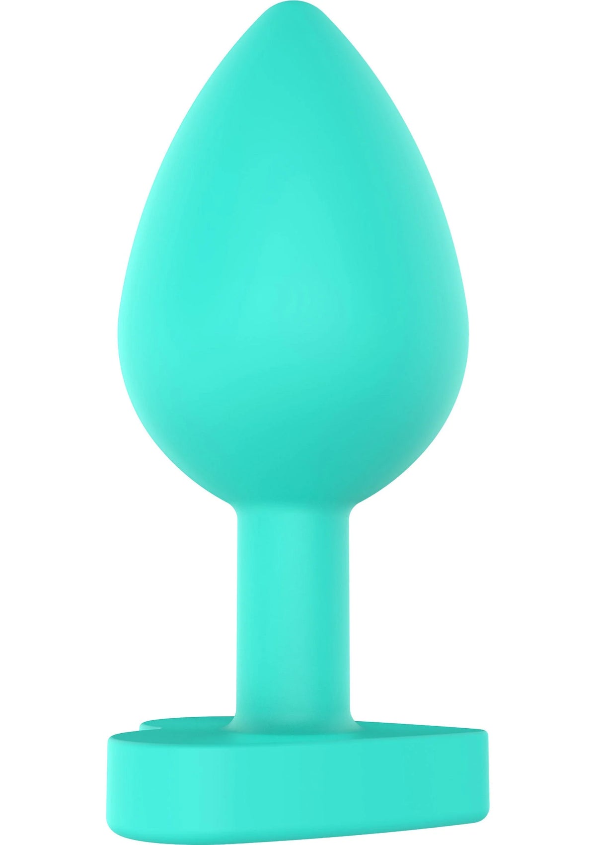 Turquoise buttplug met brede voet en taps toelopende steel