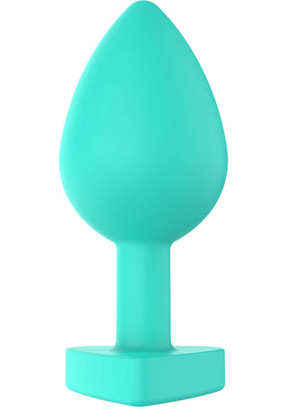 Turquoise buttplug met ronde punt en brede basis