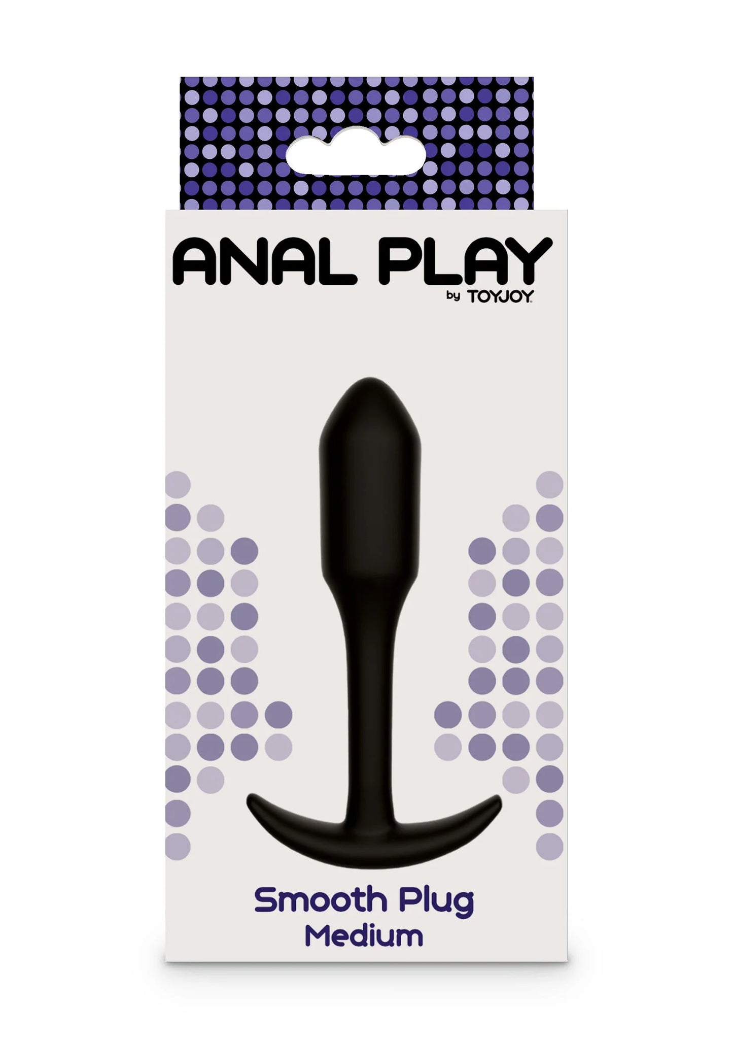 ANAL PLAY by TOYJOY verpakking: Smooth Plug Medium, met afbeelding van zwarte plug.