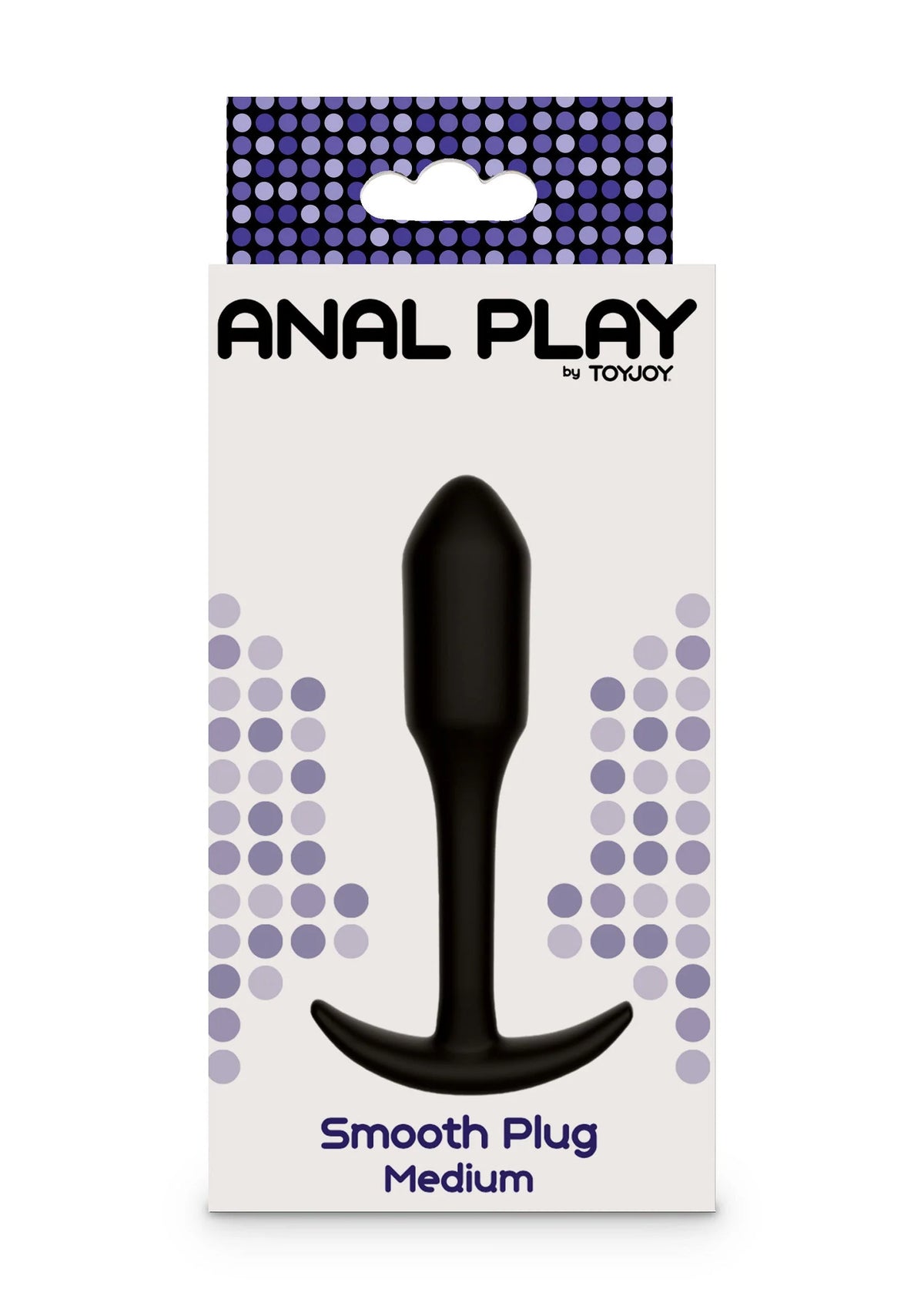 ANAL PLAY by TOYJOY verpakking: Smooth Plug Medium, met afbeelding van zwarte plug.