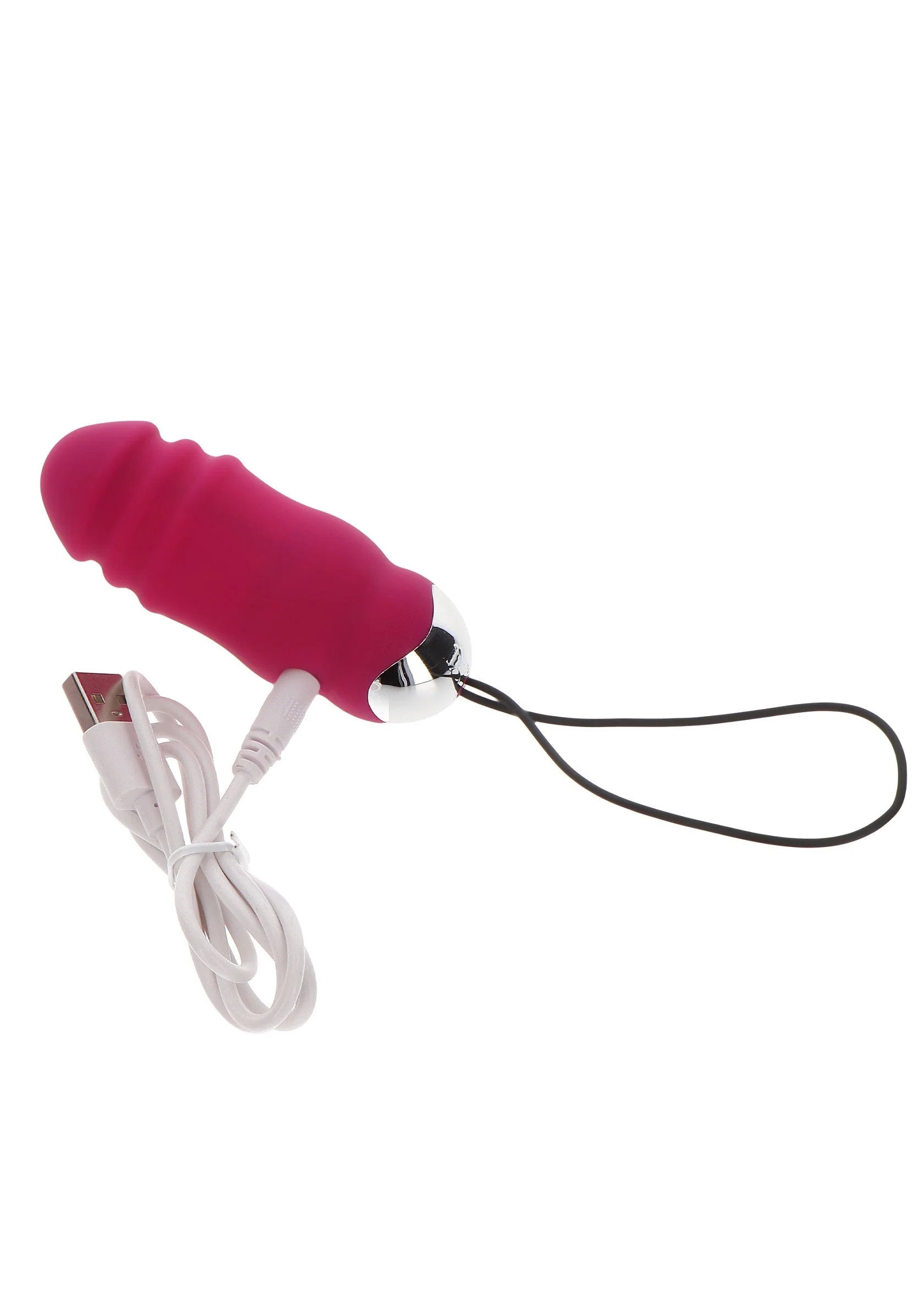 ToyJoy trilvibrator in magenta met zwarte koord en witte kabels